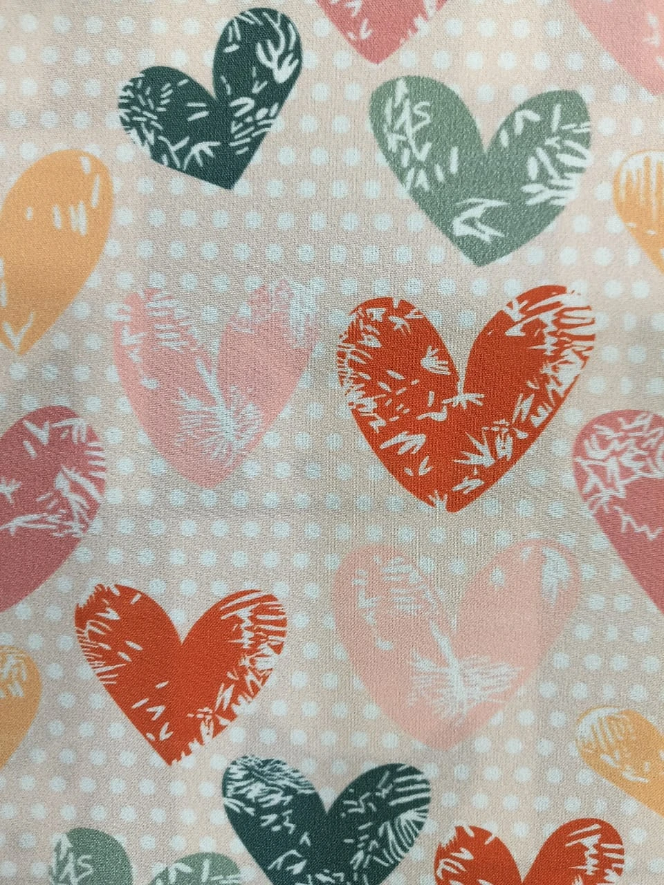 Micro Satin Fabric | MSF - 07 | 195 Gsm | Little Heart | Orange
