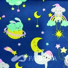 Heavy Twill Bonded | MSF-012 | 290 Gsm | Cloud  Print | Dark Blue